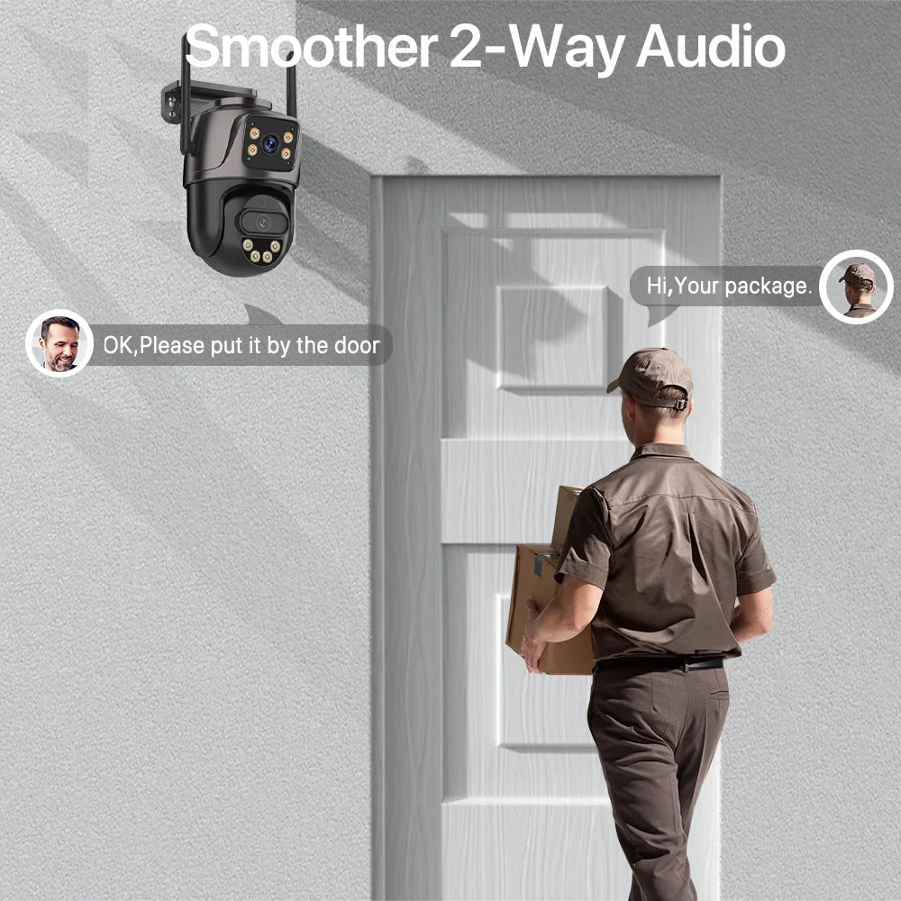 Caméra De Surveillance Extérieure Double Objectif 4K Wi-Fi