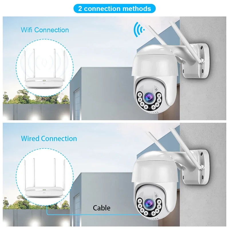 Caméra De Surveillance PTZ WiFi 4K Extérieure Avec Vision Nocturne Couleur