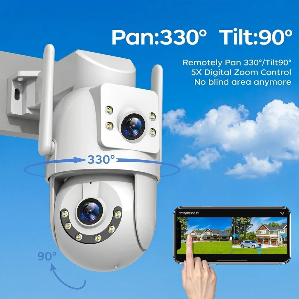Caméra PTZ Extérieure WiFi Double Objectif 4K